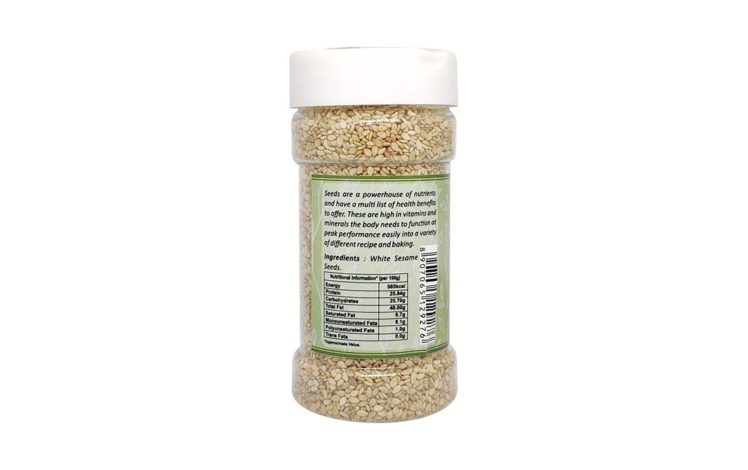 Puramio Raw White Sesame (Til) Seeds    Plastic Bottle  125 grams